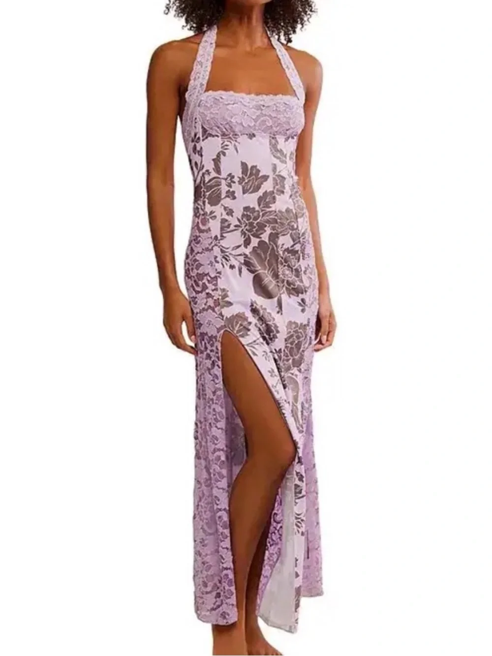 Free People Intimately x Free People Lavender Floral Lace Halter Slip Dress NWT